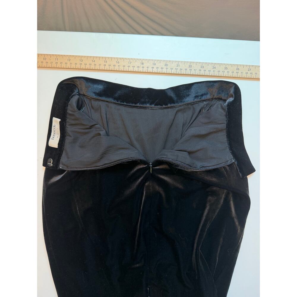 House of CB Black Velvet Midi Pencil Skirt S Bodycon High Waist Holiday Party - Picture 15 of 16
